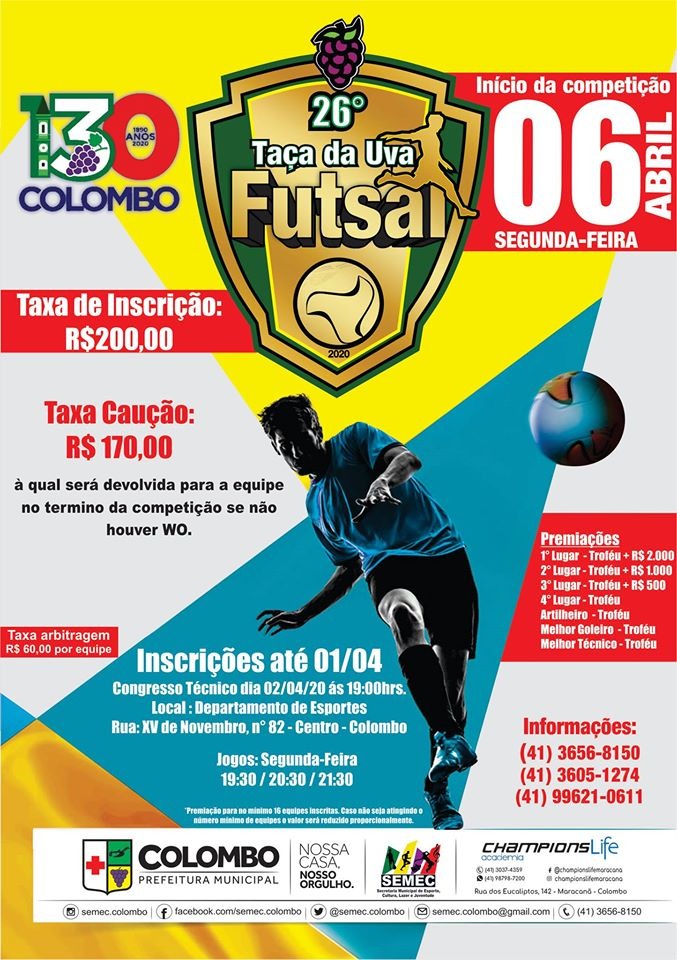 Inscrições da Taça da Uva de Futsal são prorrogadas